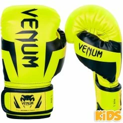 VENUM ELITE BOXING GLOVES KIDS - EXCLUSIVE - FLUO YELLOW