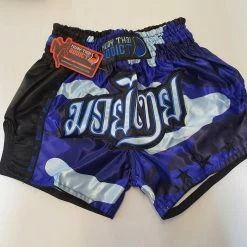 Muay Thai Addict- Blue Camo Single Panel Stars Muay Thai Shorts