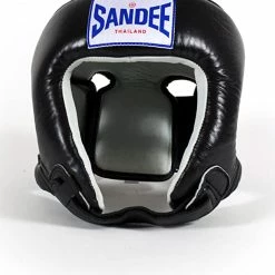 Champs Bxing Ltd HEAD & GROIN GUARDS SANDEE-Open Face Black & White Synthetic Leather Head Guard