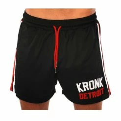 KRONK Iconic Detroit Applique Lined Shorts Black & White/Red