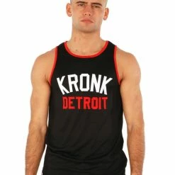 KRONK Iconic Detroit Applique Training Gym Vest Black With Red & White Logo