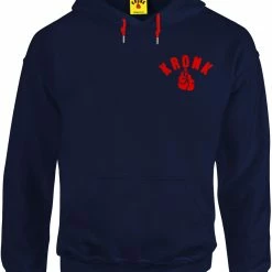 KRONK One Colour Gloves Towelling Applique Hoodie Regular Fit Navy CLOTHING