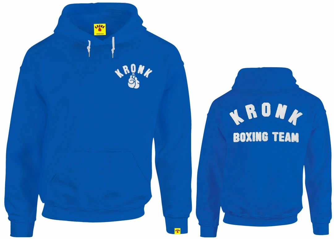 Budget 👍 KRONK Boxing Team Towelling Applique Hoodie Regular Fit Royal Blue CLOTHING 🛒 2 KRONK Boxing Team Towelling Applique Hoodie Regular Fit Royal Blue CLOTHING