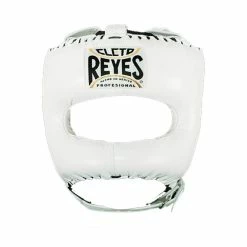 Champs Bxing CLETO REYES-WHITE Headguard With Nylon Pointed Face Bar HEAD & GROIN GUARDS