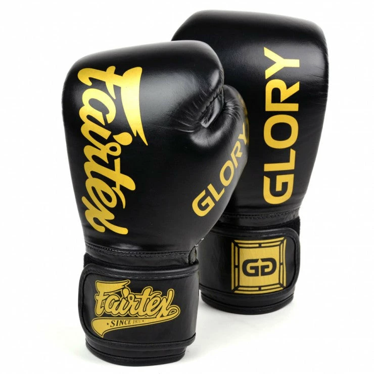 Budget 🔥 Fairtex X Glory Black Velcro Boxing Gloves SENIOR GLOVES 👍 2 Fairtex X Glory Black Velcro Boxing Gloves SENIOR GLOVES