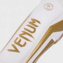 MUAY THAI VENUM ELITE STANDUP SHIN GUARDS - WHITE/GOLD