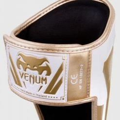 MUAY THAI VENUM ELITE STANDUP SHIN GUARDS - WHITE/GOLD
