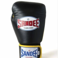 Champs Bxing Ltd Sandee Authentic Velcro Black & Yellow Leather Boxing Glove