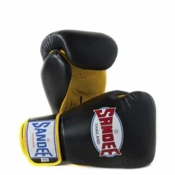 Champs Bxing Ltd Sandee Authentic Velcro Black & Yellow Leather Boxing Glove