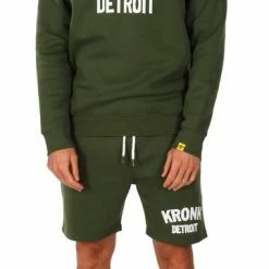 KRONK DETROIT APPLIQUE SHORTS MILITARY GREEN