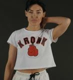 KRONK WOMEN GLOVES CROPPE TEE WHITE CLOTHING