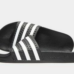 Adidas Originals Adilette Sliders In Black And White BOXING BOOTS