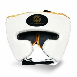 Champs Bxing HEAD & GROIN GUARDS PRO FITNESS HEAD GUARD SYNTHETIC LEATHER METALLIC WHITE / BLACK / GOLD