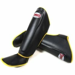 Champs Bxing Ltd Sandee Authentic Black & Yellow Leather Boot Shinguard