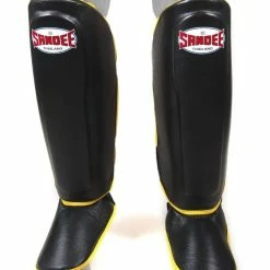 Champs Bxing Ltd Sandee Authentic Black & Yellow Leather Boot Shinguard