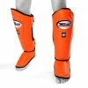 Twins Orange Double Padded Leather Shin Pads MUAY THAI