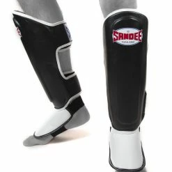 Sandee KIDS Authentic Black & White Synthetic Leather Boot Shinguard MUAY THAI
