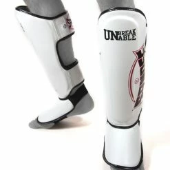 Champs Bxing Ltd MUAY THAI Sandee Cool-Tec White, Black & Red Leather Boot Shinguard