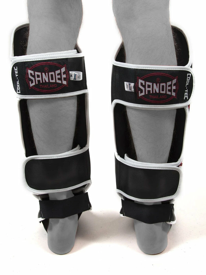 New ๐ MUAY THAI Sandee KIDS Cool-Tec Black, White & Red Synthetic Leather Boot Shinguard ๐คฉ 4 MUAY THAI Sandee KIDS Cool-Tec Black, White & Red Synthetic Leather Boot Shinguard