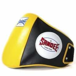 Champs Bxing Ltd Sandee Velcro Black & Yellow Leather Belly Pad COACHES BODY STRIKE SHIELDS